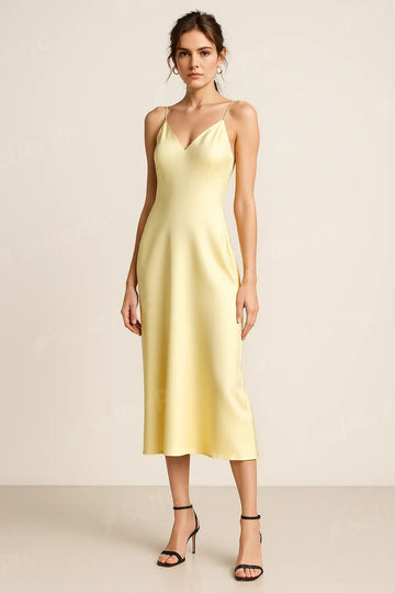 Yellow Satin Sling Dress