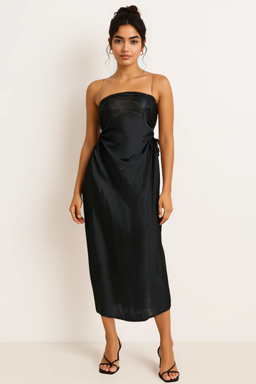 Strapless A-Line Maxi Dress – Sexy Hollow Out Split Summer Dress