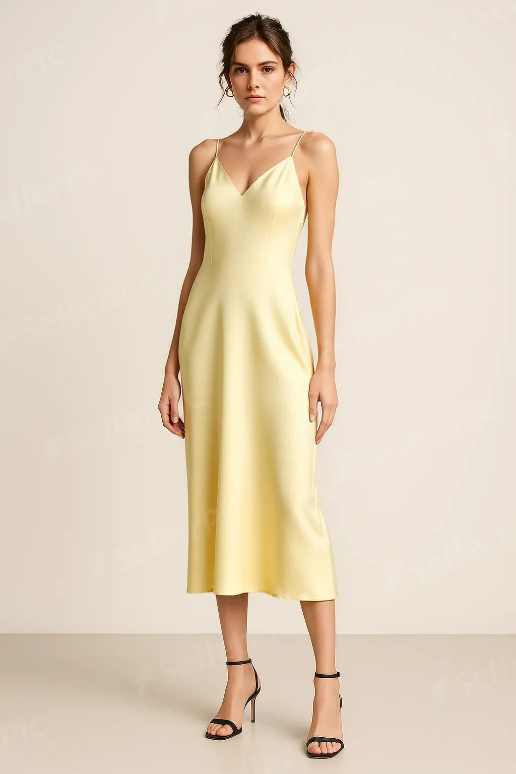 Yellow Satin Sling Dress