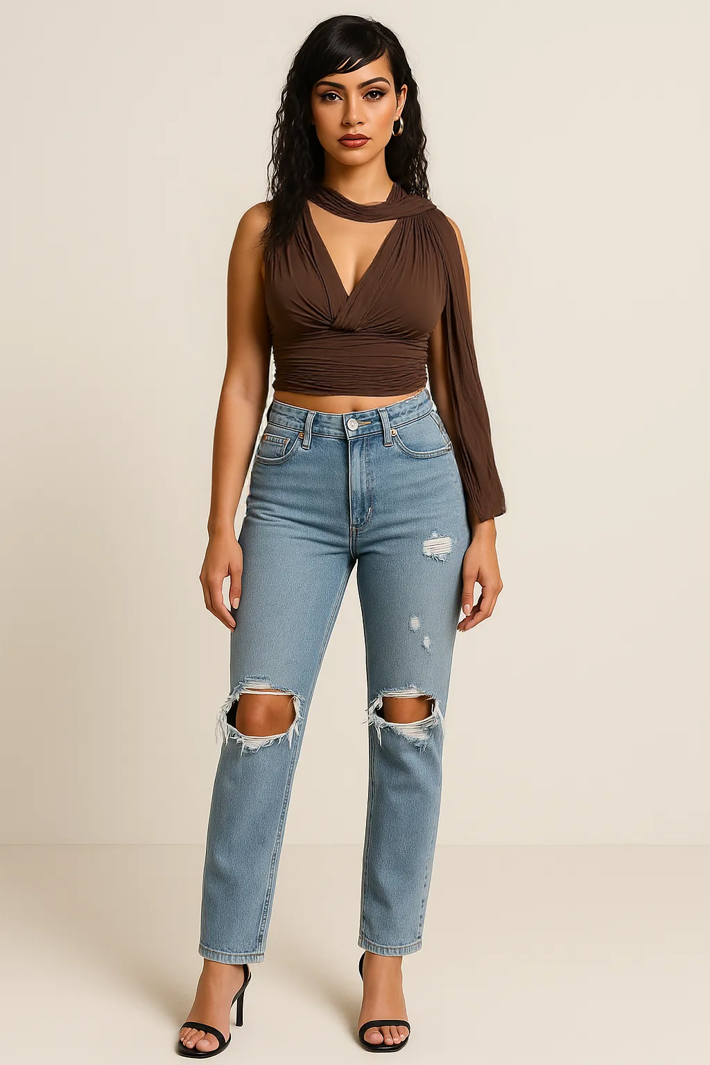 Sleeveless Scarf Tank Top