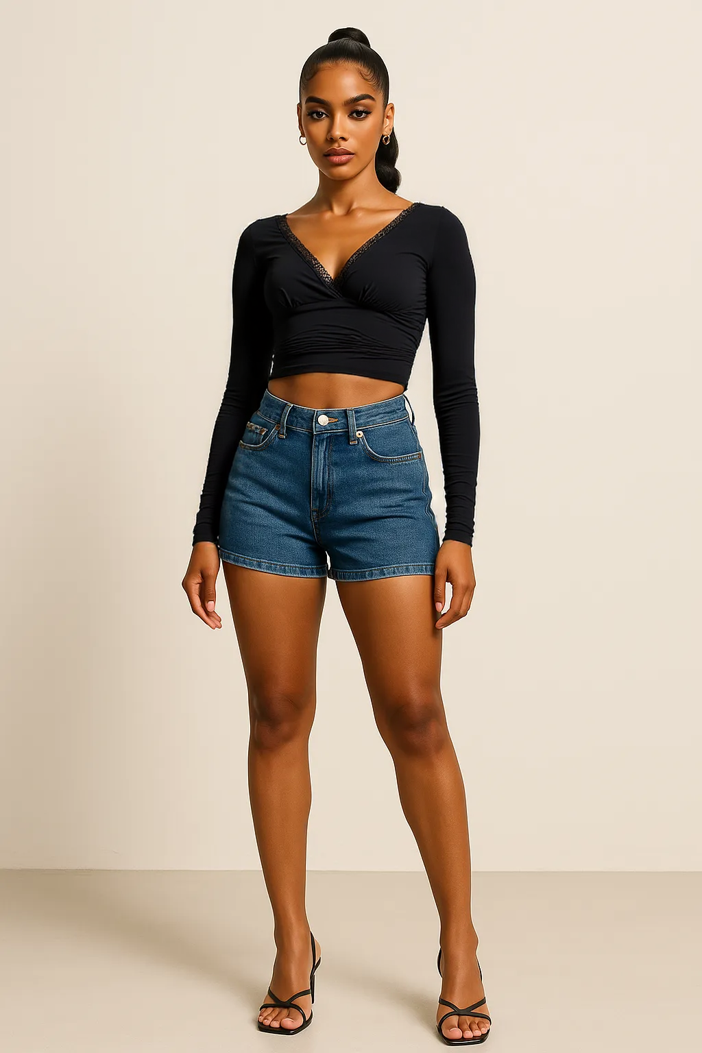 V-NeckLong Sleeve Top
