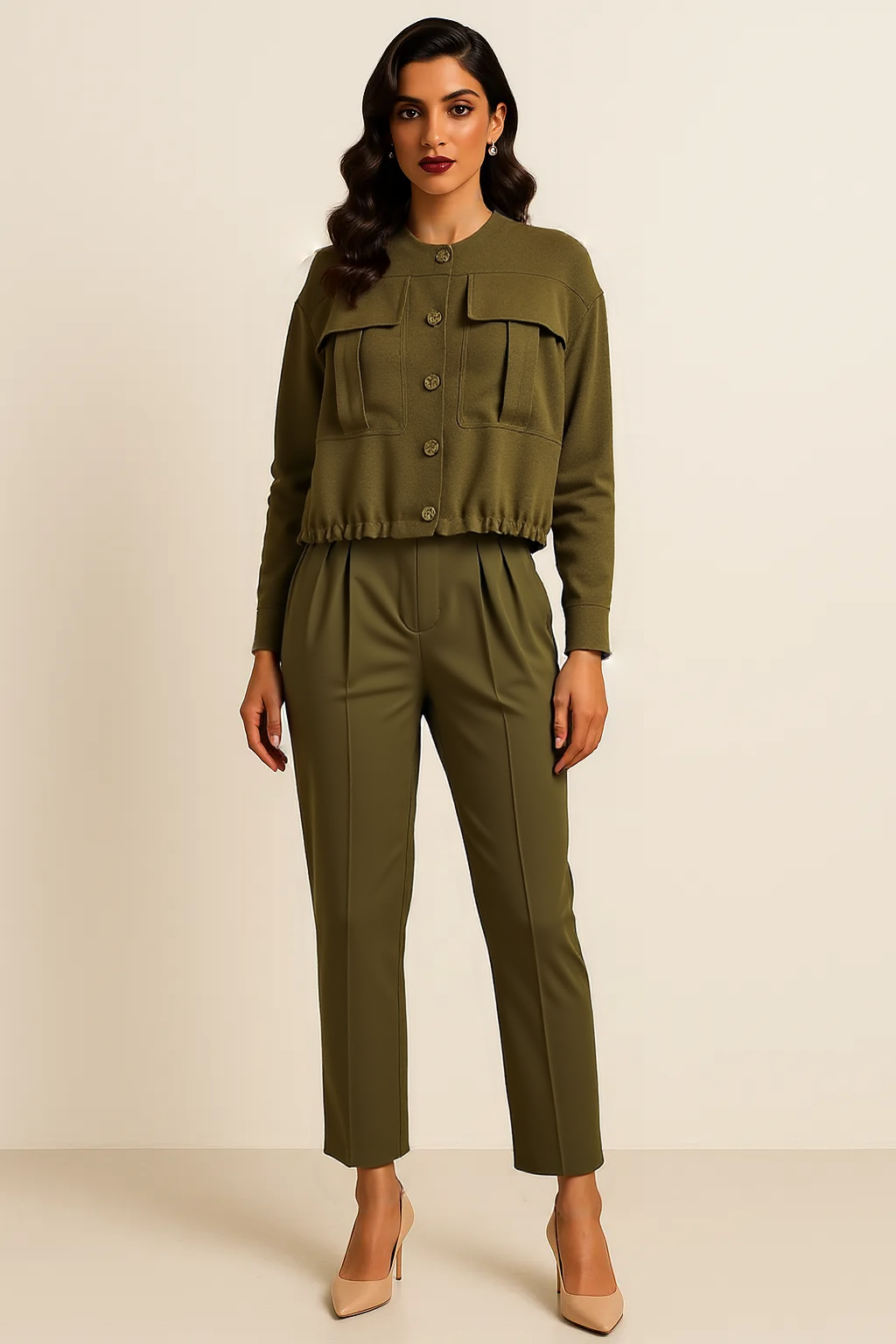 Bomber Jacket & Wide Leg Pants Set – Spring Streetwear 2-Piece Outfit