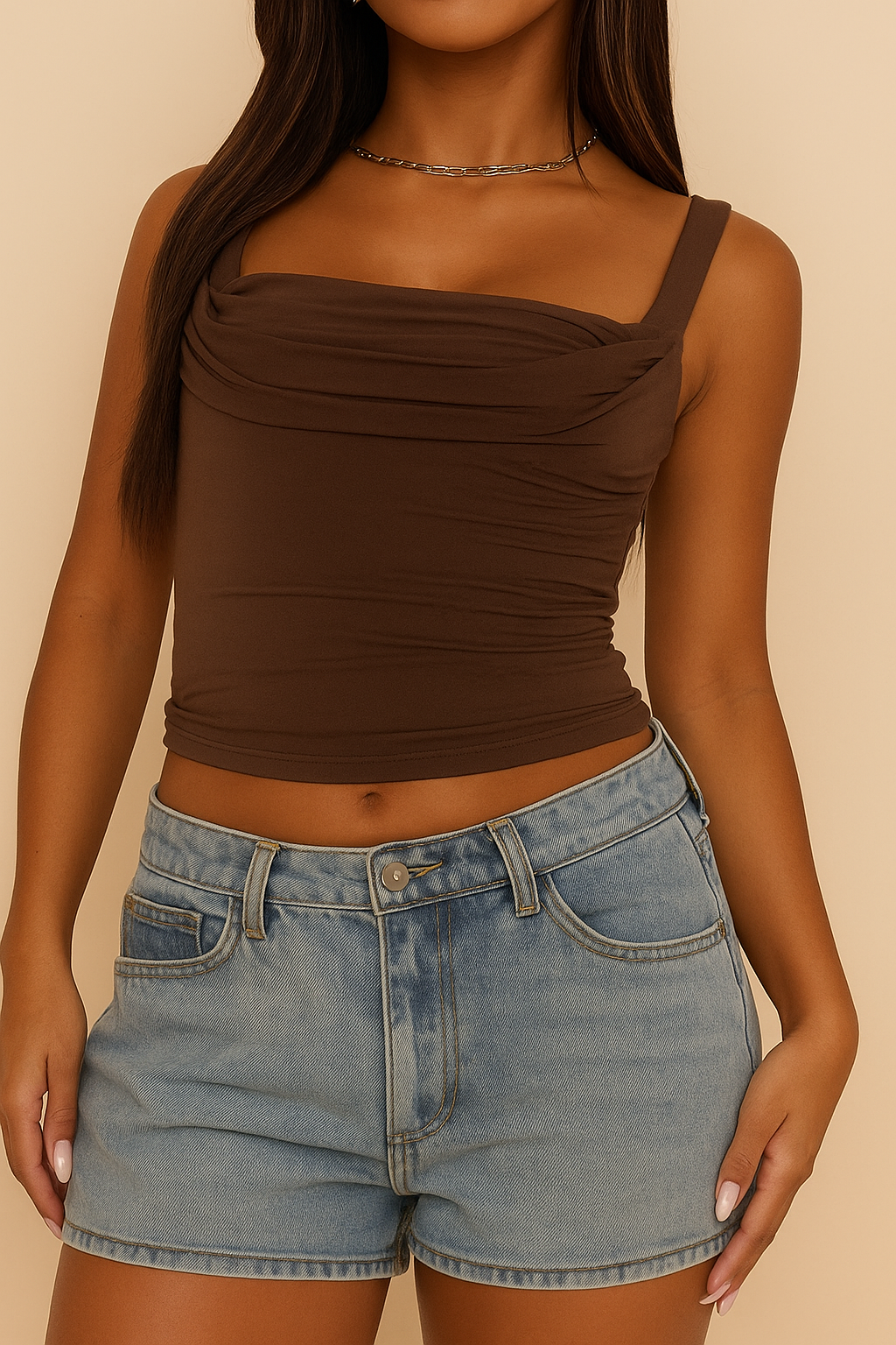 Sexy Backless Crop Tank Top for Women – Solid Sleeveless Knit Cami